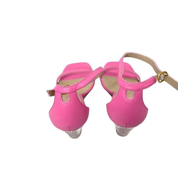 NEW Stuart Weitzman Nudistlucite Leather clear‎ Wedge Sandals Size 8 barbie pink - Picture 5 of 11